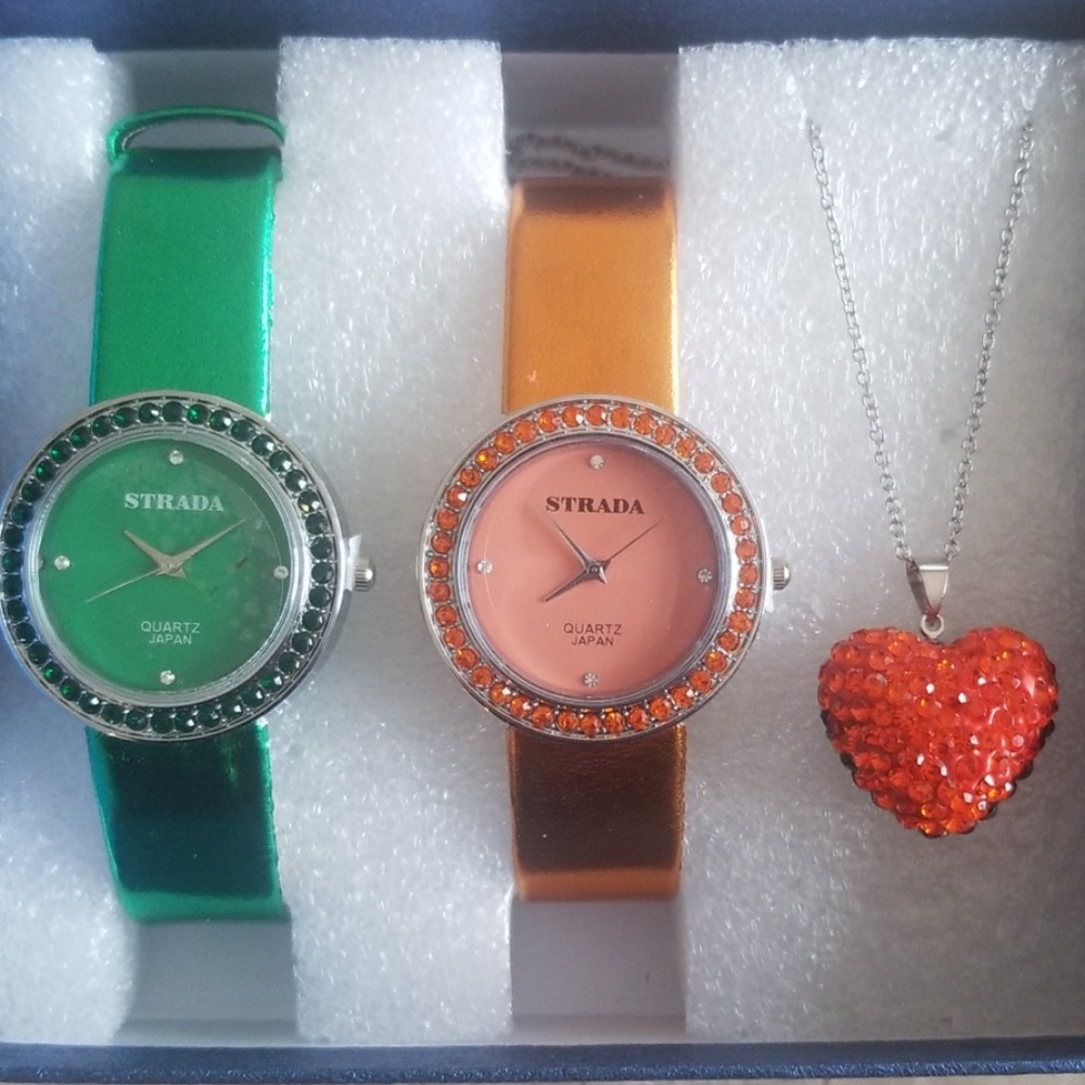 Strada watches and necklace set.
